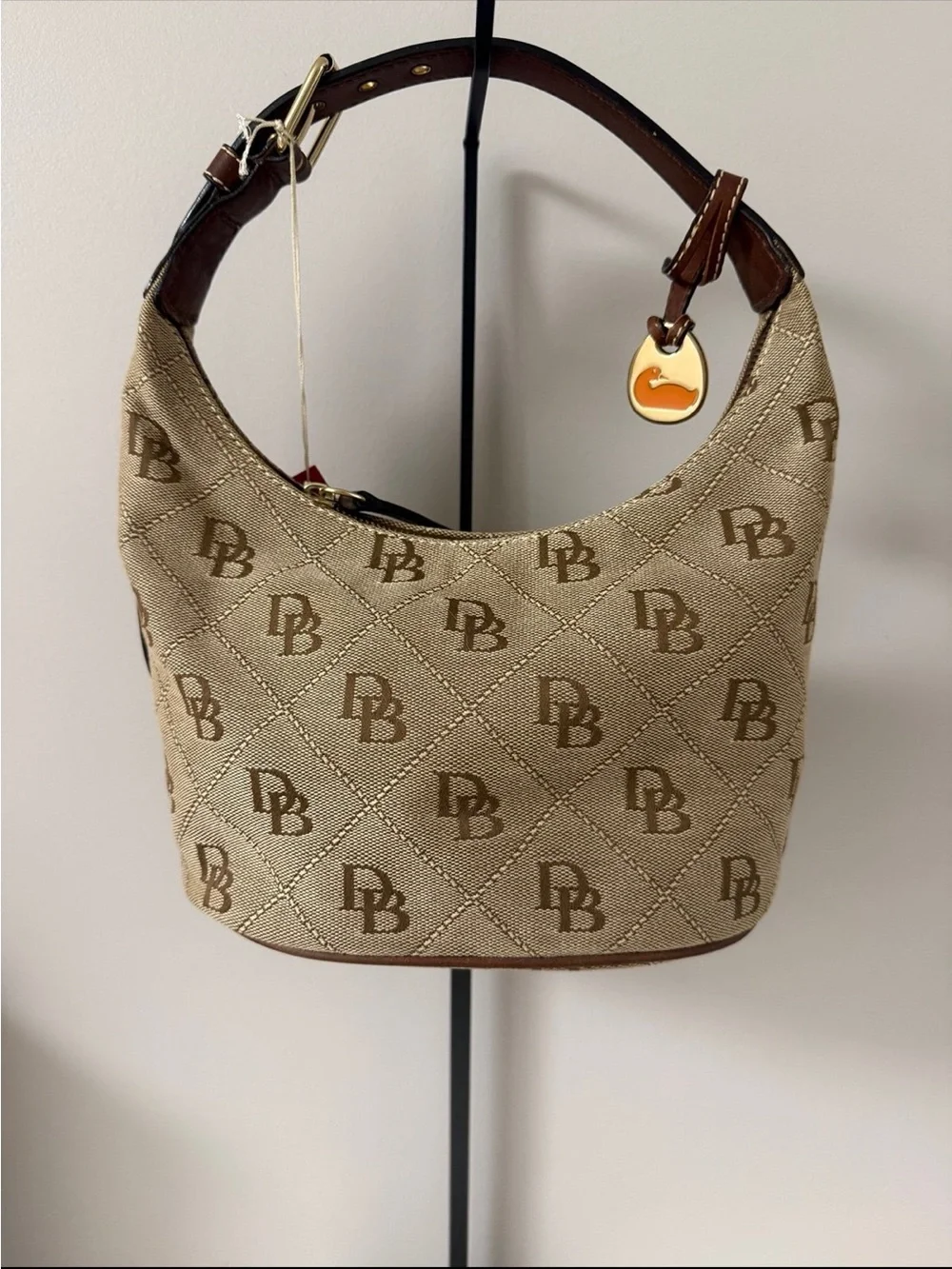 Dooney & Bourke Tan Signature DB Hobo Bag NWT